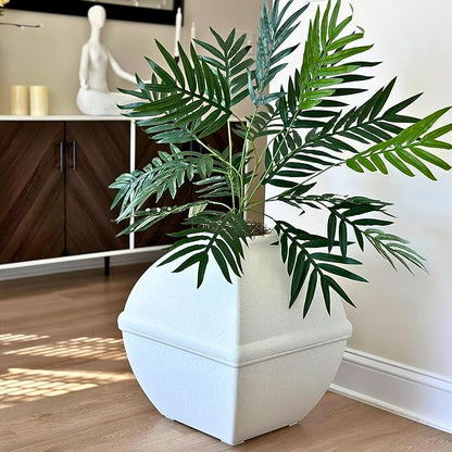Good Pet Stuff Hidden Litter Box Planter, Decorative Cat Litter Enclosure with Carbon Filter, Artificial Plant, Easy Clean, Indoor Design, Courtyard Square Style, Base Kit, White Birch