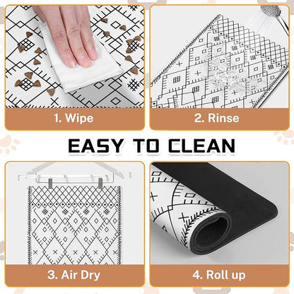 Absorbent Pet Dog Bowl Mat for Food and Water, Pet Cat Food Feeding Mat with Non Slip Rubber Backing, Dog Food Mats for Floors Waterproof, 16"x24"