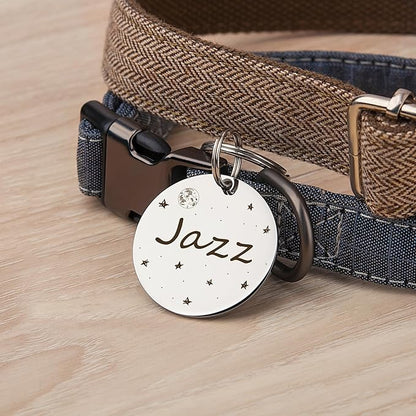 Anavia Small Size Dog Cat ID Tags, Small/XS Personalized Color Plated Stainless Steel Puppy Kitten Name Tags, Customized Engraved Nameplate Pet Collar Tag (Rainbow, Round)