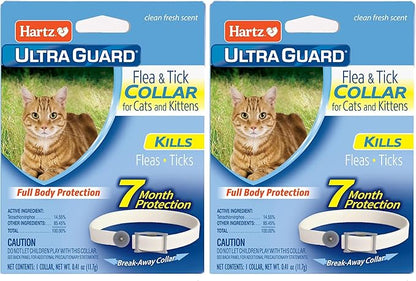 Hartz UltraGuard Flea & Tick Collar for Cats and Kittens,7 Month Flea and Tick Protection-and Prevention,White,(Pack of 2)