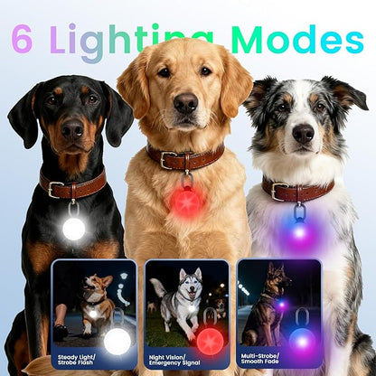 2-in-1 GPS Tracker Dog Light | Smart Tracking Pet LED Light for iOS Only | IP68 Waterproof | 6 Modes Dog Collar Light for Night Walking, Camping | Works with Apple Find My, No Subscription