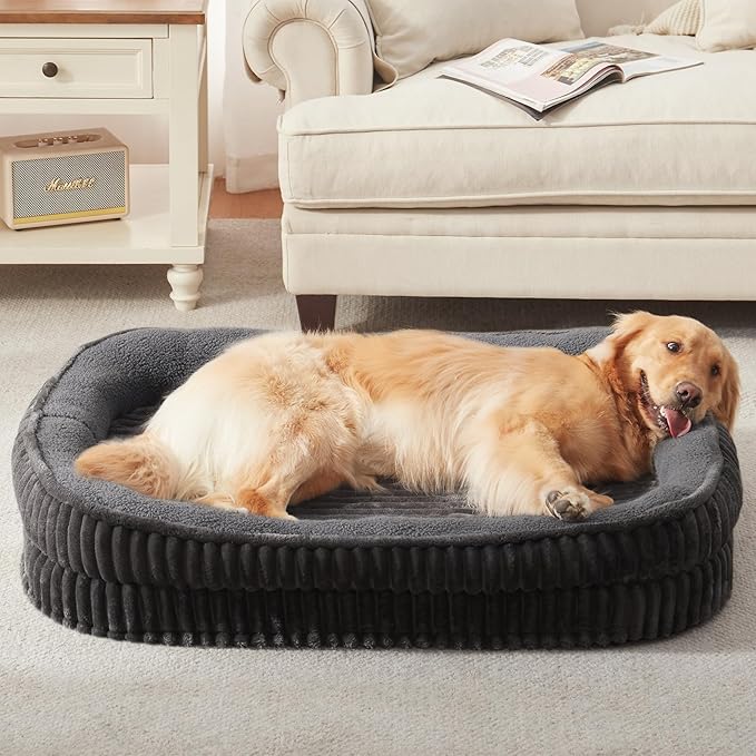 Orthopedic Dog Bed for Medium, Large Dogs Breeds, High Density Egg Crate Foam Dog Sofa Beds with Four Sided Bolster,Oval Kennel Bed, Pet Couch Bed,Removable Washable Cover& Non-Slip Bottom
