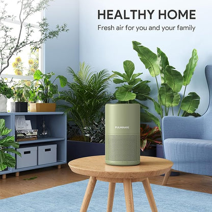 FULMINARE Air Purifiers for Home Bedroom H13 HEPA Air Purifier, 3 Speeds, Timer, 24dB, Small Mini Air Purifier with Night Light, Sage Green