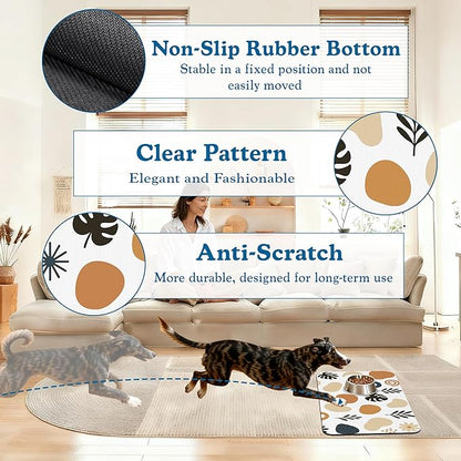 Boho Style Dog Food Mat–Christmas Stocking Absorbent Quick Dry Feeding Placemat for Food and Water Bowls, Non Slip Rubber Backing, Waterproof Pet Supplies for Mess-Free Eating 16"x24"