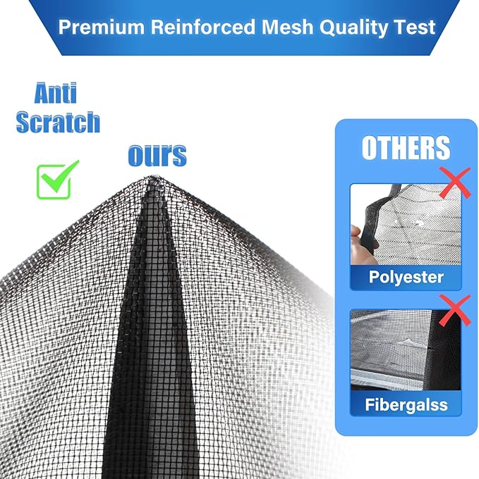 Magnetic Screen Door Upgraded PET Mesh Stronger Than Fiberglass and Polyester,Hands Free,Keeps Bugs Out,Pet & Kid Friendly,Suitable for Sliding Door,Large Patio Door and French Door-80''x96''