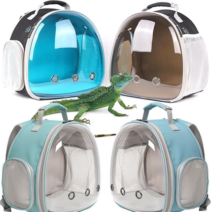 Bearded Dragon Travel Carrier Backpack with Soft Warm Mat Set,Lizard Backpack Carrier,Space Capsule Clear Bubble Window Astronaut Reptile Carrier Backpack for Guinea Pig,Sugar Glider,Bunny