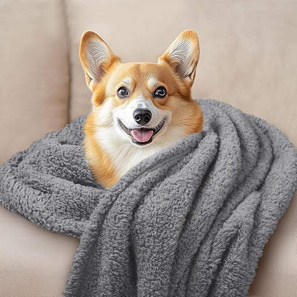 Luciphia 1 Pack 3 Calming Dog Blanket Fluffy Premium Fleece Pet Blankets Soft Sherpa Throw for Dogs Puppy Cat Grey/Beige/HazeBlue Medium (30" x20")