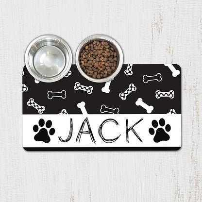 Custom Pet Food Mat - Personalized Dog Cat Water Bowl Placemat - Non-Slip & Absorbant - Your Own Pet's Name - Flexible & Easy to Store & Portable - Multiple Color Options - 12x22 inches