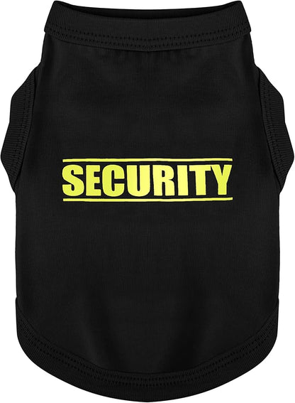 Discover Cozy Cotton Canine Wear: Soft, Lightweight, and Breathable Dog Shirt Vest with Eye-Catching Graphics(Security), Keeping Your Furry Friend Warm and Comfy! Black S