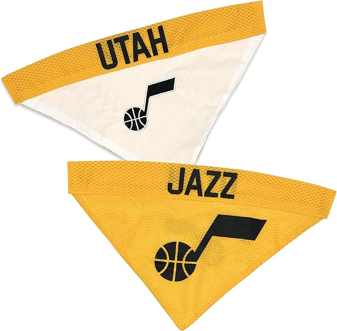 Pets First NBA Dog Bandana -Utah Jazz Reversible Bandana. 2 Sided Home & Away Sports Bandana with a Premium Embroidery Team Logo, Large/X-Large