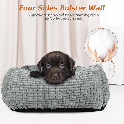MIXJOY X-Large Dog Bed for Large, Medium, Small Dogs - Rectangle, Washable, Orthopedic, Soft Calming Sleeping Puppy Bed - Durable Pet Cuddler with Anti-Slip Bottom - XL (35"x25"x9")