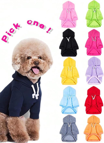 QWINEE Basic Dog Hoodie Sweatshirt Puppy Sweater Warm Cat Costumes Pet Clothes for Chihuahua Puppy Kitten Small Medium Dogs Green Medium