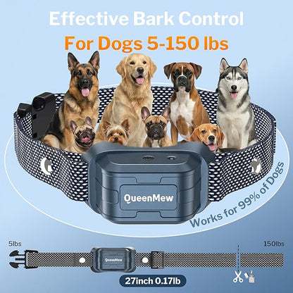 Bark Collar, Dog Bark Collar for Large Medium Small Dogs, Citronella Dog Bark Collar with Adjustable Spray & Sensitivity, Rechargeable Anti-Bark Collar for Dogs with Safe, 2 Collar Straps(Blue)