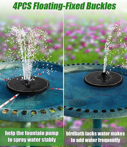 SZMP Solar Water Fountain Upgraded 100% Glass Panel, 3.5W Solar Powered Fountain Built-in 2000 Battery with 7 Nozzle & 4 Fixer, Solar Fountain Pump for Bird Baths, Fish Tank, Outdoor (Colorful)
