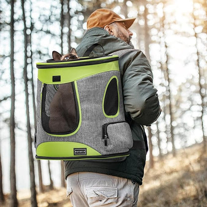 Petsfit Pet Backpack Carrier Easy-Fit Dog Travel Backpack Carrier for Hiking Walking Cycling Suitable for Small Medium Dogs Cats and Rabbits up to 22 Pounds, Green