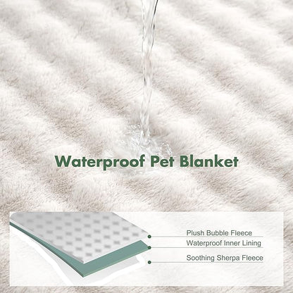 Soft Cozy Waterproof Puppy Blankets for Small Dogs - Room Decor Cat Blanket for Couch Furniture Protector, Washable Dog Blankets for Indoors & Outdoors, Cream, 25"x35"