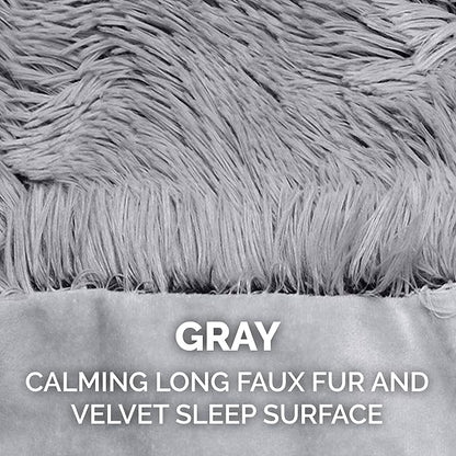 Furhaven Waterproof Throw Blanket for Dogs & Indoor Cats, Washable - Shaggy Plush Calming Long Faux Fur & Velvet Dog Blanket - Gray, Small