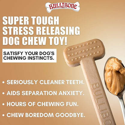 Bullibone Nylon Dog Chew Toy for Aggressive Chewers - Dental Hygiene Bone with Peanut Butter Flavor, Durable Tough Chew Toys for Small Dogs, Indestructible Dog Bone - 3 Pack
