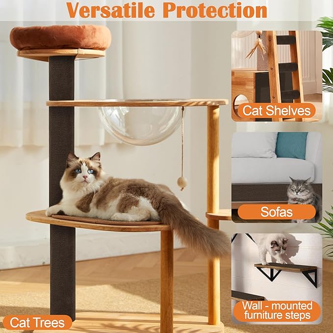 Cat Scratch Furniture Protector - 40" x 13.8" Trimmable Self-Adhesive Cats Claws Scratch Pads, DIY Cat Climbing Couch Protector for Scratch Post Cat Tree Replacement Indoor (Brown)