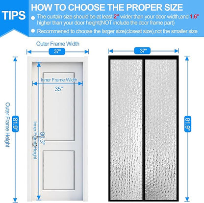 RELIANCER Magnetic Thermal Insulated Door Curtain,Waterproof EVA Door Cover,Fit Doors Size Up to 35"x80",Temperature Protection Insulated Doorway Curtain Partition,Patio Self-Closing Doors Net Screen