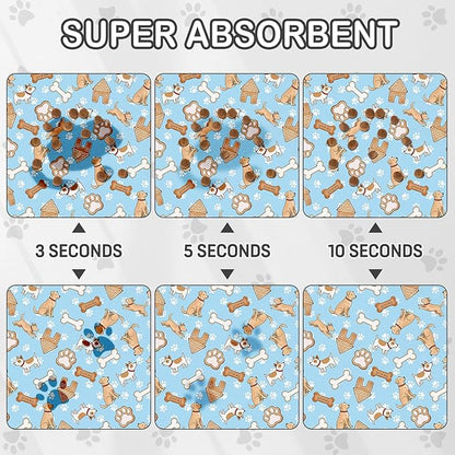 Dog Food Mat for Pet Cat Food Mat, Blue Absorbent Quick Dry Dog Bowl Mats for Food and Water, Non-Slip Cat Pet Feeding Mats for Floor Placemats 12"x20"