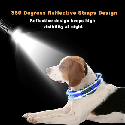 2 Pack Reflective Dog Collar with Safety Locking Buckle, Adjustable Soft Breathable Comfortable Nylon Pet Collar for Small, Medium and Large Dogs, Navyblue, M