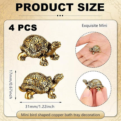 4 Pcs Mini Copper Bath Disk Ornaments Brass Bird Bath Purification Disks Birdbath Cleaner Single 0.6 oz Weight Universal Fit for Outdoor Birdbaths, Bowl(Turtle)