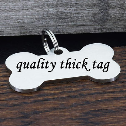 Ultra Joys Custom Personalized Dog ID Tag - Brushed Stainless Steel Bone Tag, Small