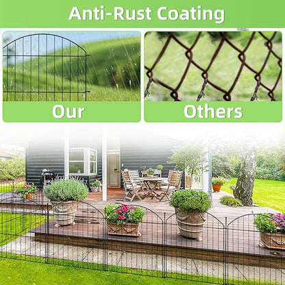 Decorative Garden Fence 24in (H) x20ft (L), 10 Pack No Dig Fence Animal Barrier for Dog with Lock, Arched Flower Bed Edging, Wire Border Panel Fencing for Yard Patio Outdoor Decor