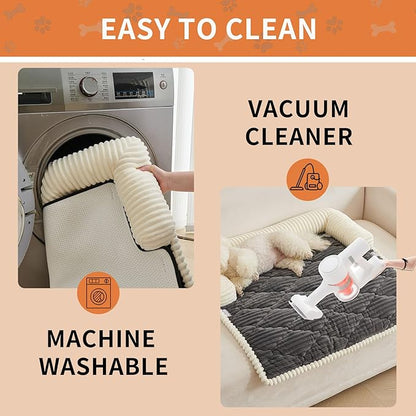 HAOMAIJIA Dog Couch Bed for Large Dogs, Non Slip Pet Couch Covers for Sofa Thick Soft Washable Dog Couch Cover Protector All Seasons Universal Dogs and Cats Bed Mat (Grey, Large)