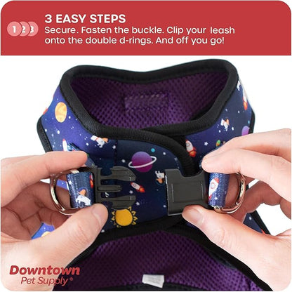 Downtown Pet Supply Step-in Dog Harness – No Pull, Adjustable Padded Mesh with Reflective Trim, Secure Buckle Strap – Comfortable & Breathable Small Dog Harness, Medium, Space