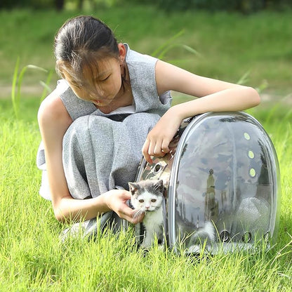 Cat Backpack Carrier Back Expandable Bubble Pet Carrier Backpack for Large Cat, Kitten and Dog, Designed for Hiking, Travelling and Outdoor Use (Back Expandable-Camo)