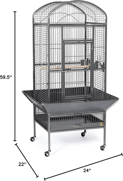 Prevue Pet Products Dometop Bird Cage - for Parrots, Conures, Caiques, Small Cockatoos, Big Bird Cage with Wheels, Indoor or Outdoor - Large, Black Hammertone