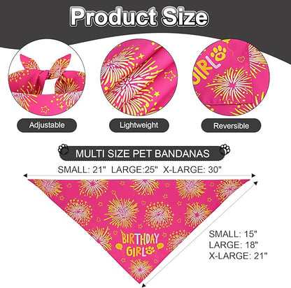 Dog Birthday Party Supplies, Rose Pink Dog Birthday Set with Hat Bandana Numbers for XLarge Large Girl Pets Puppy
