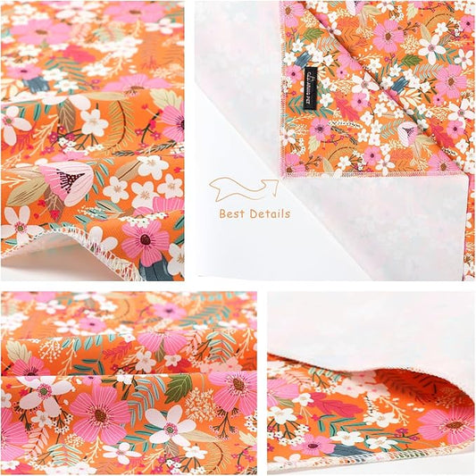 ARING PET Floral Dog Bandanas, Flower Leaf Triangle Scarf for Small Medium Large Boy Girl Dogs-Size S