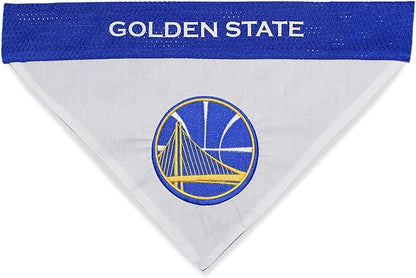 NBA Dog Bandana - Golden State Warriors Reversible Pet Bandana. 2 Sided Home & Away Sports Bandana with a PREMIUM Embroidery TEAM Logo, Large/X-Large