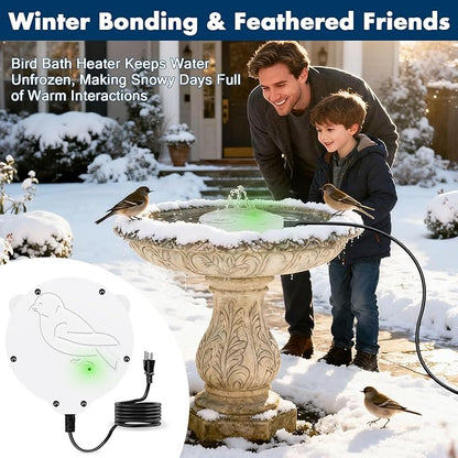 Outdoors 100W Bird Bath Heater for Winter,Birdbath Deicer Pond De-icer Thermostatically Controlled Birdbaths Water Heater with 5.9 Ft Power Cord and Working Indicator Light (White)