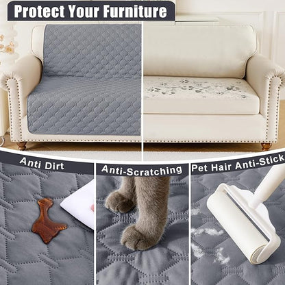 Smiry Waterproof Dog Bed Cover Blanket, Soft Reversible Pet Blanket, Washable Leakproof Cats Dogs Couch Cover for Sofa, Couch, Furniture (30x70 Inch, Grey/Light Grey)