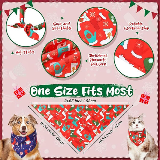 Amylove 120 Pcs St. Patrick's Day Dog Bandanas Bulk Holiday Triangle Dog Pack Puppy Kerchief Bandana Adjustable Spring Pet Scarf for Pet Cat Costume Accessories Decor(Snowman)