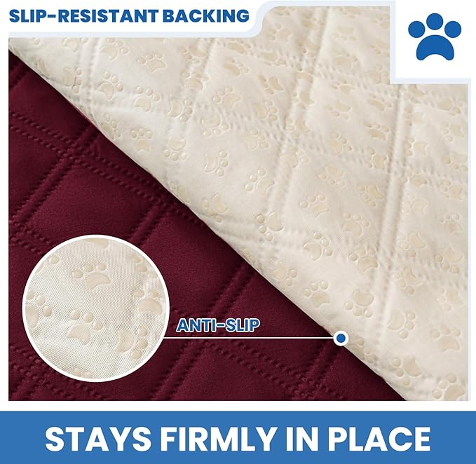 Waterproof Couch Covers for Pets, Waterproof Dog Bed Cover, Anti-Slip Soft Dog Blankets, Couch Cover for Dogs Washable, Pet Blanket for Puppy Large Dogs Cat Christmas (68x82 Inch, Burgundy)