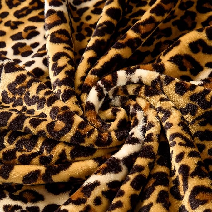 Bnuitland Leopard Print Fleece Flannel Throw Blanket, Super Soft 300 GSM Double Sided for Bed Sofa Travel, Fuzzy Fluffy Cheetah Print Blanket for Adults and Kids, 50x70inch