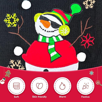 Christmas Dog Sweaters Xmas Pet Outfit Clothes Cute Black Snowman Costume Puppy Cat Knitted Jumpers (XXS,Black Snowman)