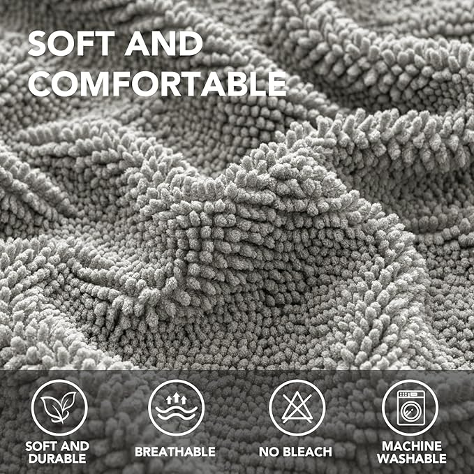 H.VERSAILTEX Non Slip Pet Couch Cover Chenille Dog Bed Protector Thick Soft Sofa Slipcover Pet Friendly Washable Couch Cushion Covers for Pets (52" x 82", Dove)