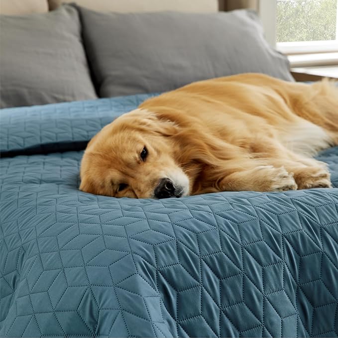 Bedsure 100% Waterproof Couch Cover for Dogs Washable - Non Slip Waterproof Dog Blanket for Bed, Lightweight Furniture Protector Durable for Pet Cat Puppy with Non-Slip Bottom, Blue, 82x120IN