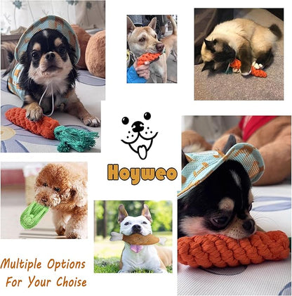 3PCS Natural Cotton Rope Toys for Small Dogs and Puppies, Dog Dental Care Chew Toys for Teething,Anxiety Relief, Helps Clean Teeth & Prevent Furniture Destruction(Chicken Leg Set)