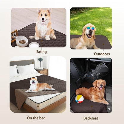gogobunny 100% Double Sided Waterproof Dog Blanket Soft Pet Bed Cover Reversible Protect Furniture Couch Sofa Car for Puppy Large Dog Cat (Dark Coffee/Light Coffee, 52x82 Inch (Pack of 1))