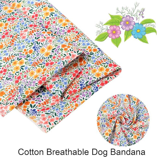 ARING PET Girl Dog Bandana, Spring Summer Daisy Floral Pet Bandana Scarf Triangle Bibs for Puppy Small Medium Large Dogs-S