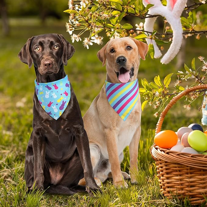 Valentines Dog Bandana St Patricks Day and Easter Dog Bandana Small 3PCS, Colorful Scarf for Boy and Girl, Triangle Reversible Bibs.