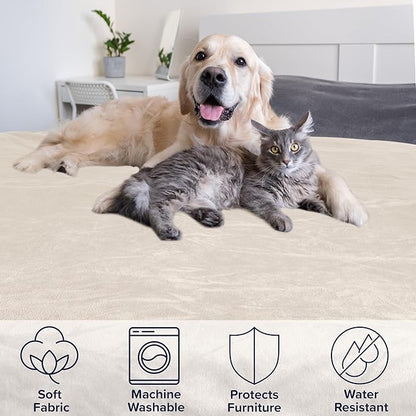 PETMAKER Dog Blanket - 80x100in Reversible Sherpa Blanket - Throw Blankets for Bed, Couch, Crate or Car - Machine Washable Puppy Essentials (Cream)