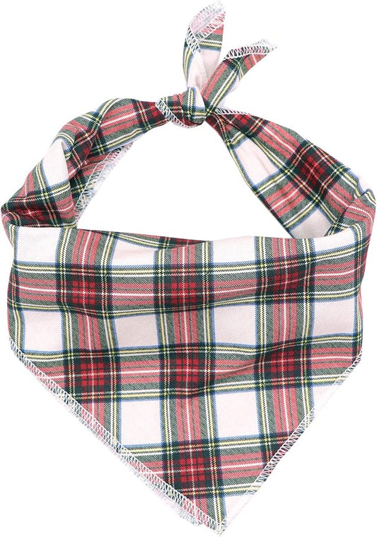 ARING PET Christmas Dog Bandanas, Red Green White Plaid Kerchief Triangle Bibs Scarf for Puppy Small Medium Large Boy Girl Dogs Cats-S